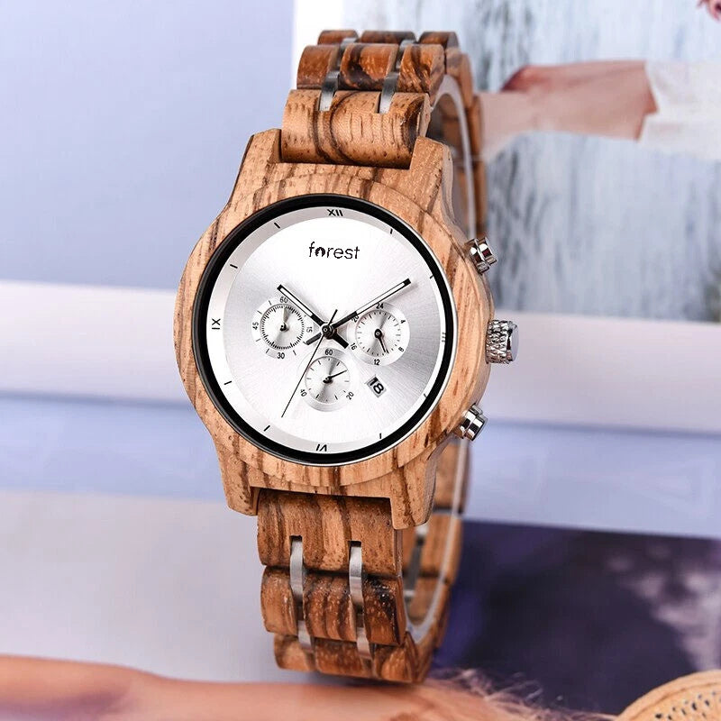 EMBER women's wooden watch displayed beside a magazine