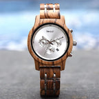 Front view of the EMBER women's wooden watch