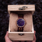 Red sandalwood woman's watch gift wrapped in a wooden box