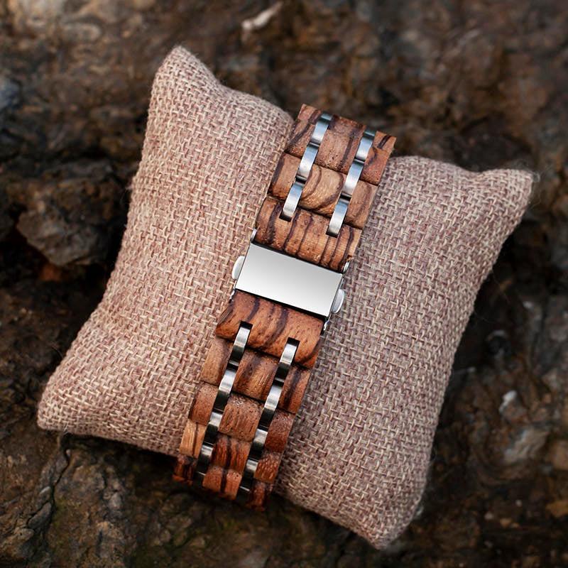 EMBER watch clasp and zebrawood strap on cushion