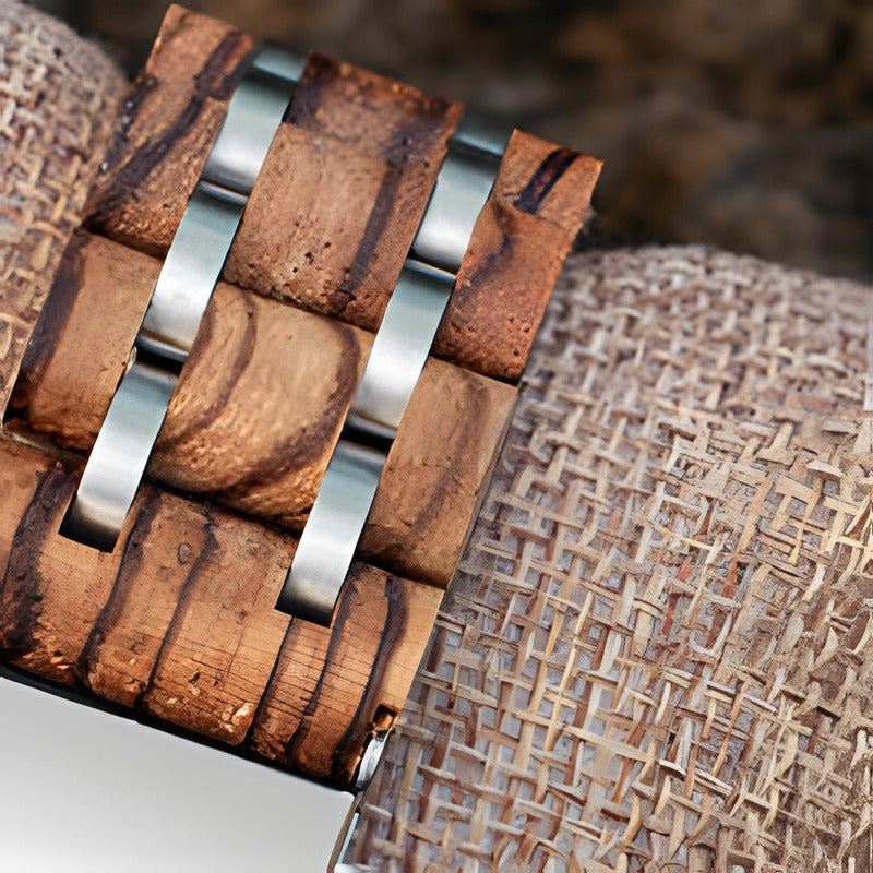 EMBER zebrawood strap links close-up