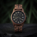 Raven wooden watch, front view