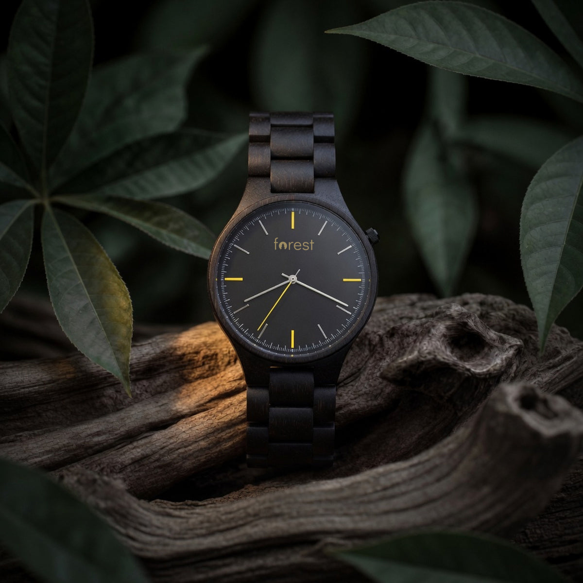 Nightfall wooden watch, wide view