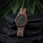 Raven wooden watch, wide view