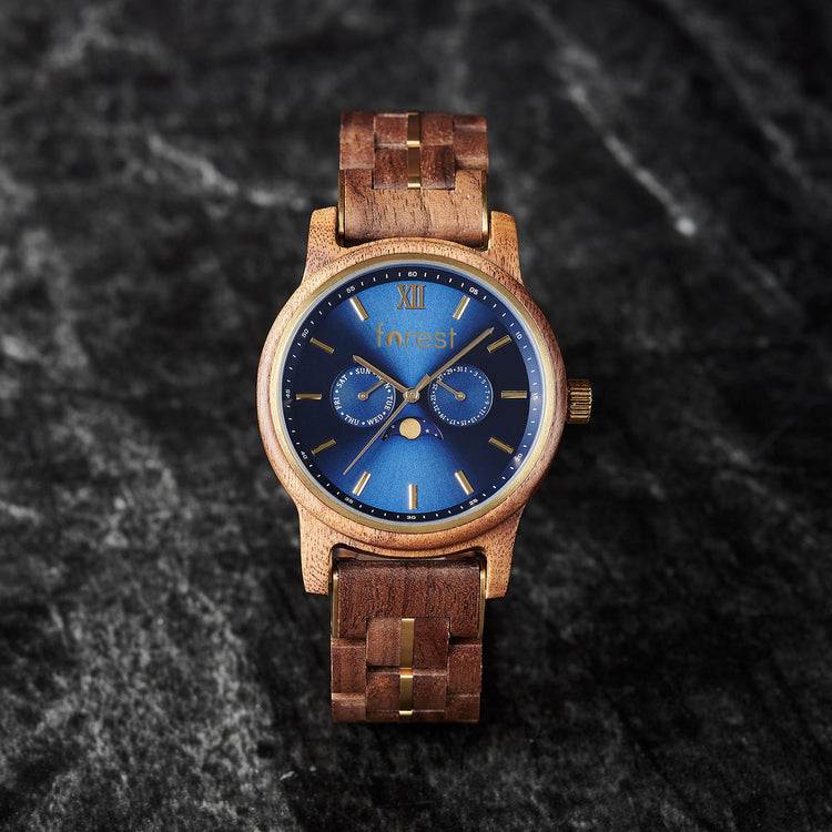 Front view of Windsor Kosso wooden watch for men