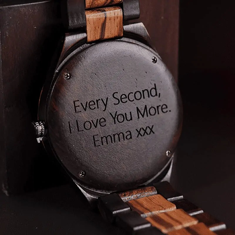 Hand-finishing a wooden watch in the Forest workshop